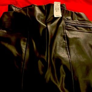 Leather look pants